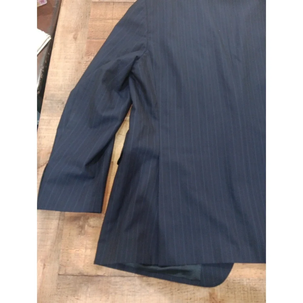 Ermenegildo‎ Zegna Saks Fifth Avenue Sport Coat Blazer Men 48 Navy Striped 2447